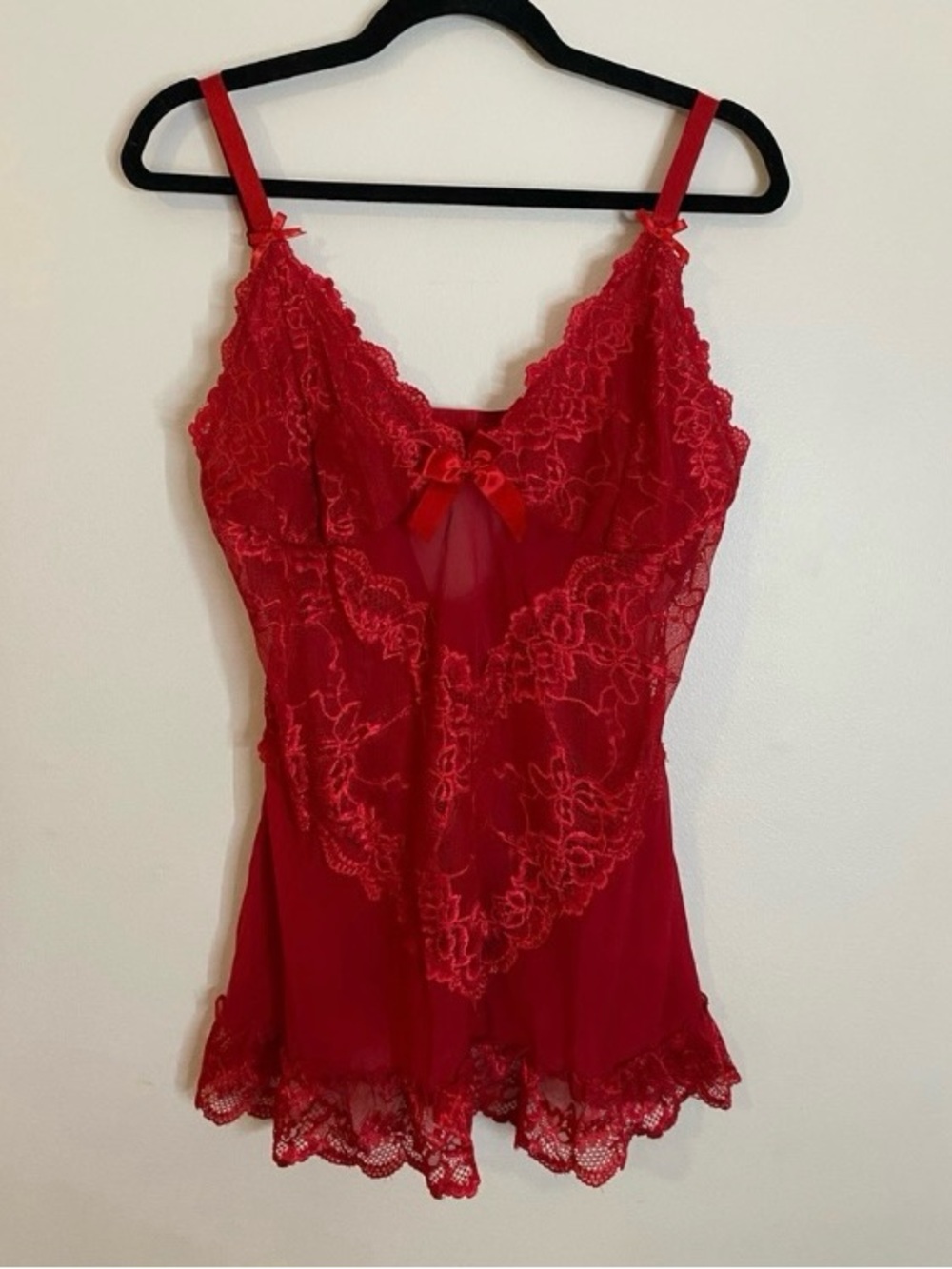 Oh La la Cheri Paris Red Lace Chemise Nightdress - Women Intimates